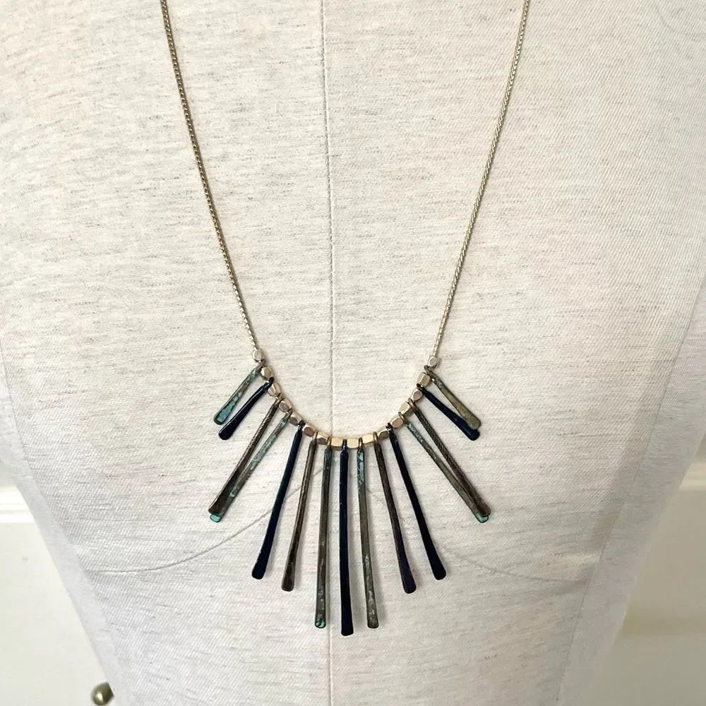 Gold tone “stick “ multicolor necklace